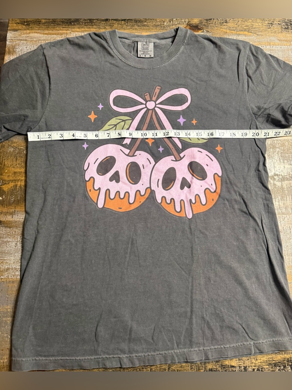 Comfort Colors Pepper Tee with Dripping Cherry Skull Graphic - Picture 5 of 6